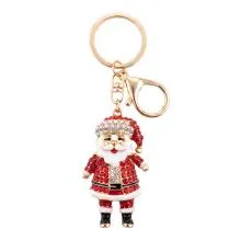 Kovový přívěsek na klíče Santa Claus červený