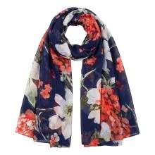 Printed Scarf Blue Polyester