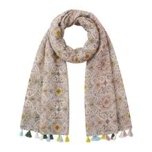 Printed Scarf Yellow Polyester