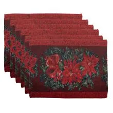 Textilní prostírání POINSETTIA - sada 6 kusů