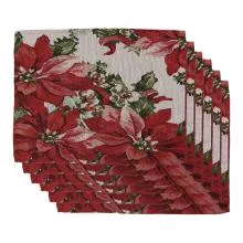 Textilní prostírání POINSETTIA - sada 6 kusů