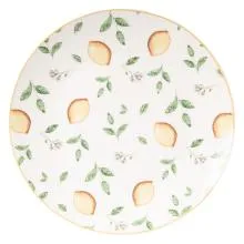 Porcelánový dezertní talíř LEMONS AND LEAFS Ø 20x2 cm